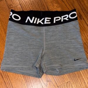 Nike Pro Heather Gray Shorts with Black Waistband